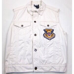 DKNY Womens Vest Size L Beige Patch Made in Hong Kong